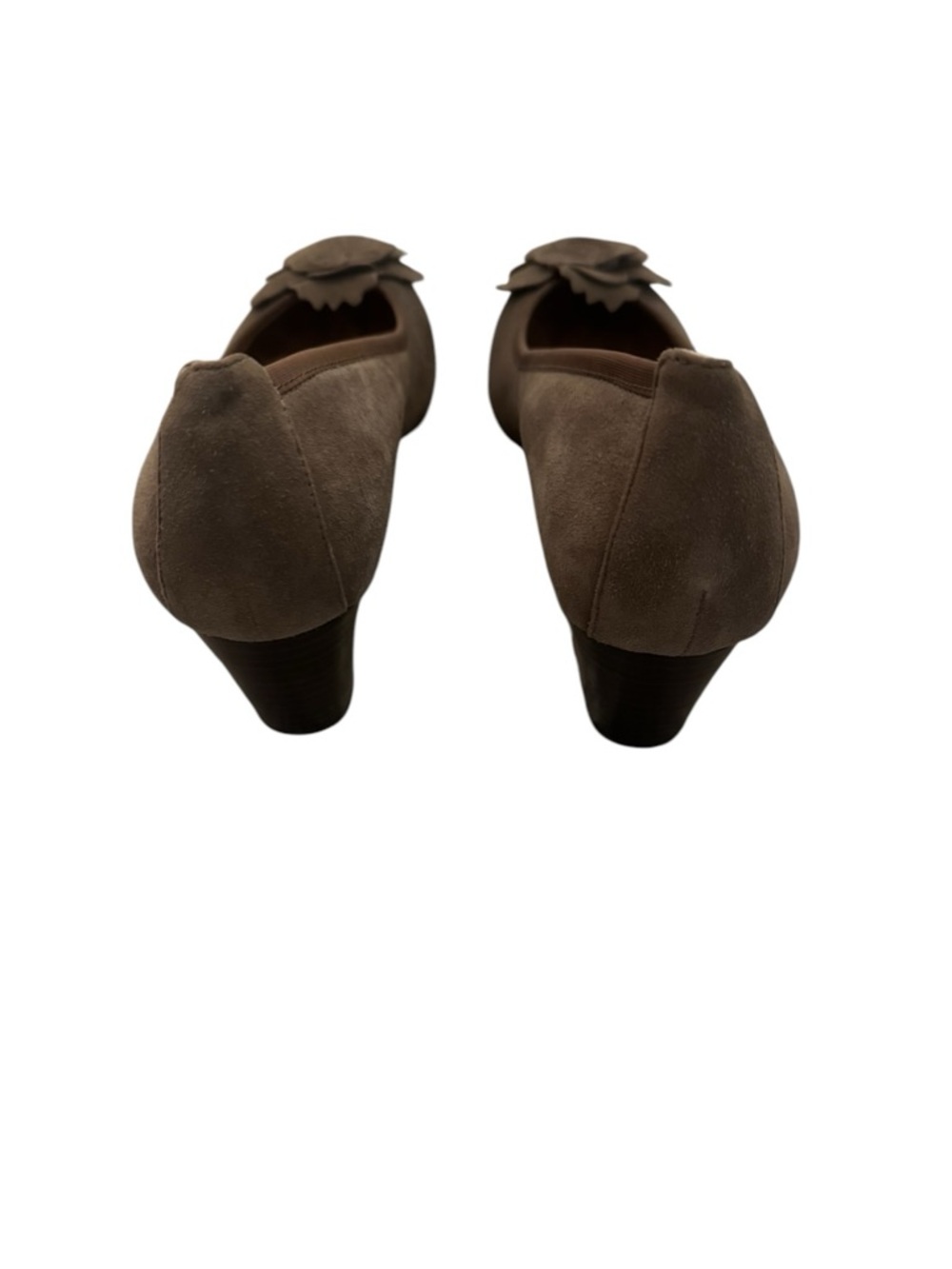 Vionic Brown Suede Wedge Pumps with Floral Appliqué - Picture 5 of 7
